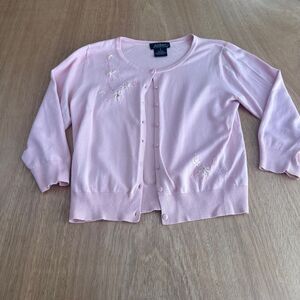 AGB Byer California Pink Embroidered Button Cardigan Women’s XS/S Fall Layering